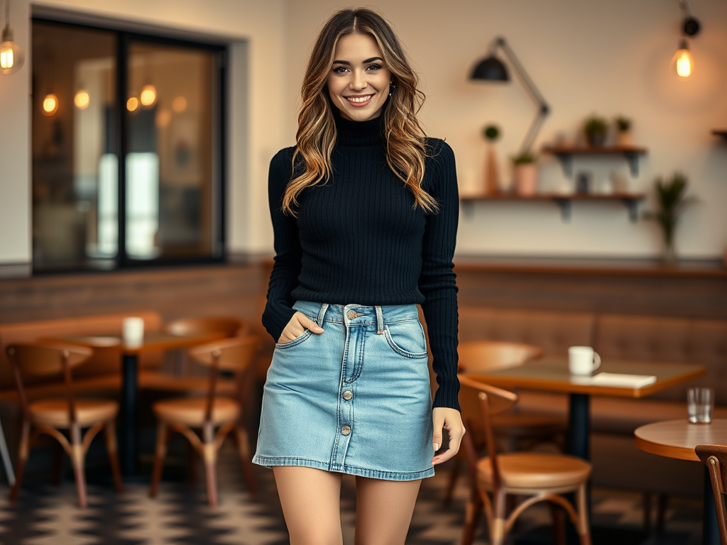 gdpron.ro | Fusta de blugi cu sweater: ținute confortabile