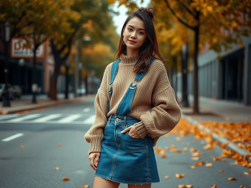 gdpron.ro | Fusta de blugi cu sweater: ținute confortabile
